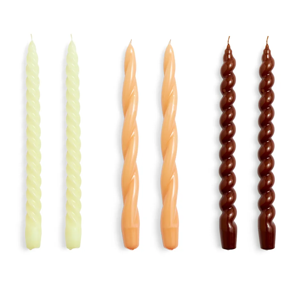 Candle Long Mix Set of 6 - Citrus, dark peach and brown