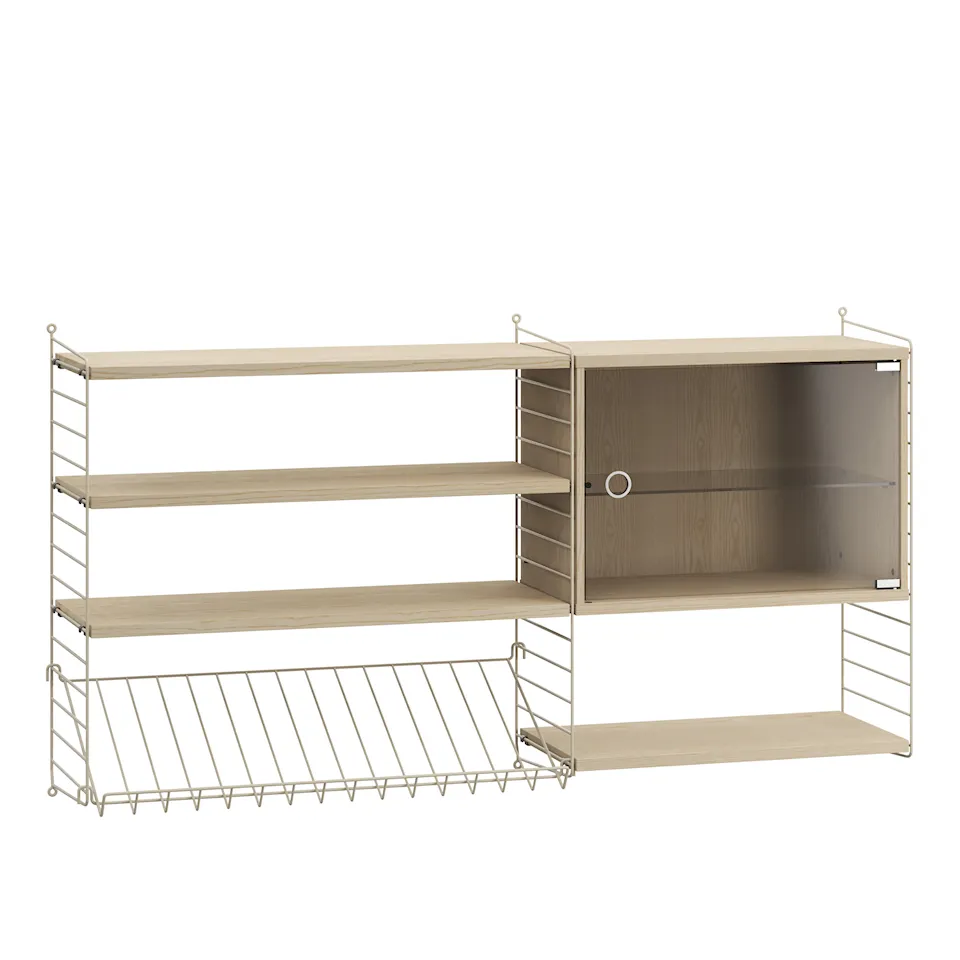 Living room shelving system S ash/beige
