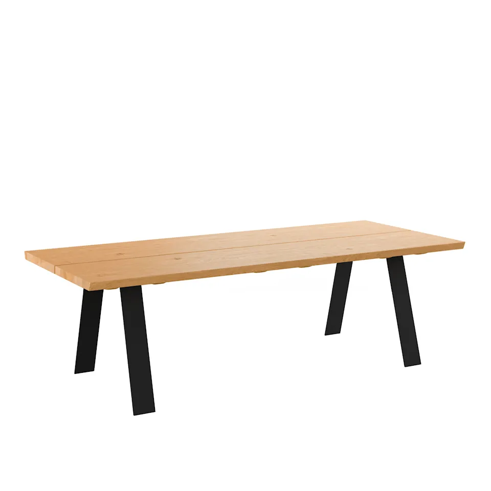 GM 3200 Plank Table, 300 x 100 cm, Tabletop oiled wild Oak, Without additional top, Base in black powder coated steel