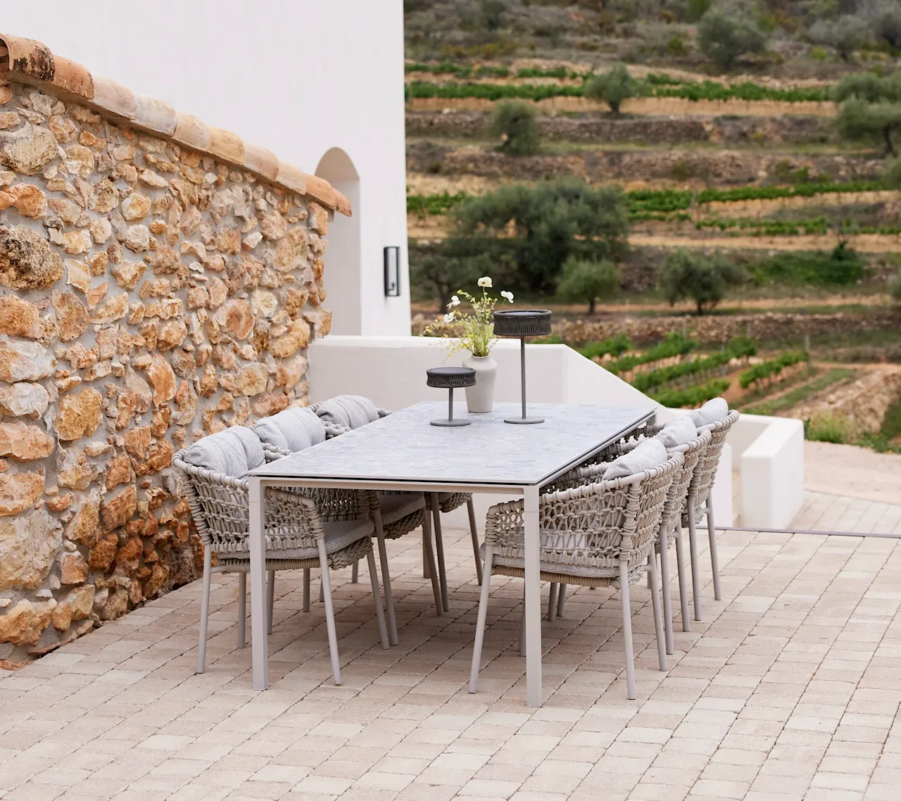 Ocean outdoor dining chairs 6 pcs & Pure outdoor dining table