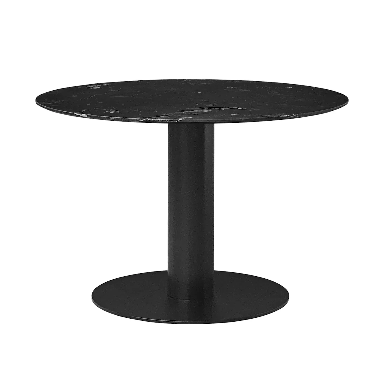 GUBI 2.0 Dining Table, Ø 130 cm, Top: Marble - Verde Guatemala, Base: Black