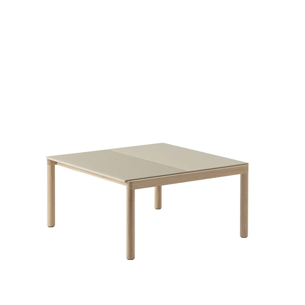 Couple Coffee Table / 80 x 84 x 40 cm - 1 Plain 1 Wavy - Pale Blue/Dark Oiled Oak