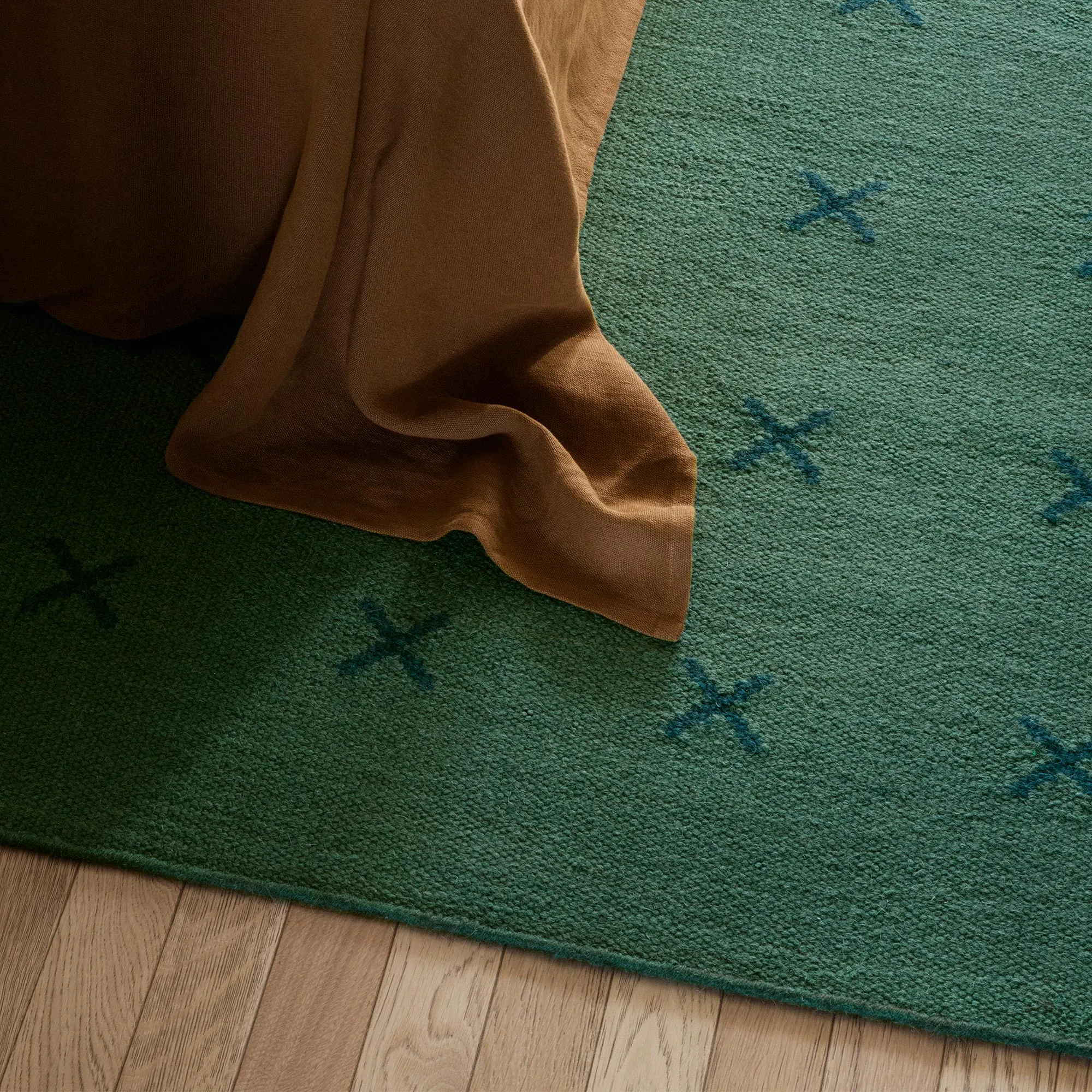 Cross Green/Deep Teal wool rug - 6