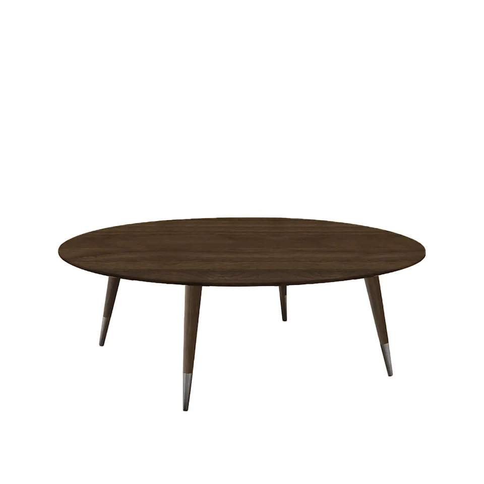 AK 2550 Point Coffee table, Height 40 cm, Oiled walnut top, Legs in the same wood, with steel base