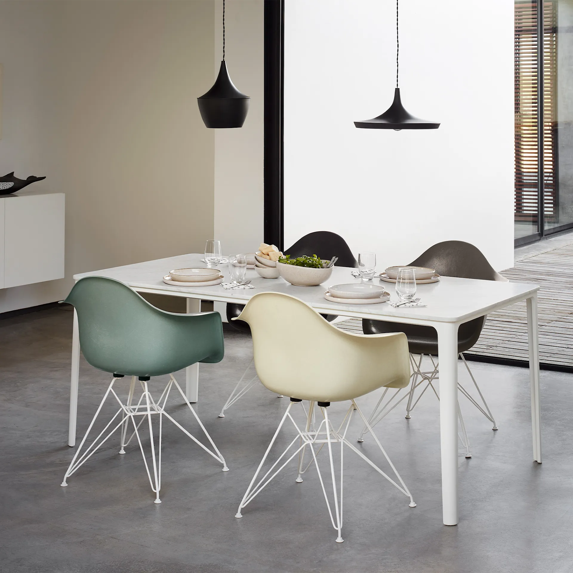 Buy Eames Fiberglass Armchair DAR Basic Dark from Vitra NO GA