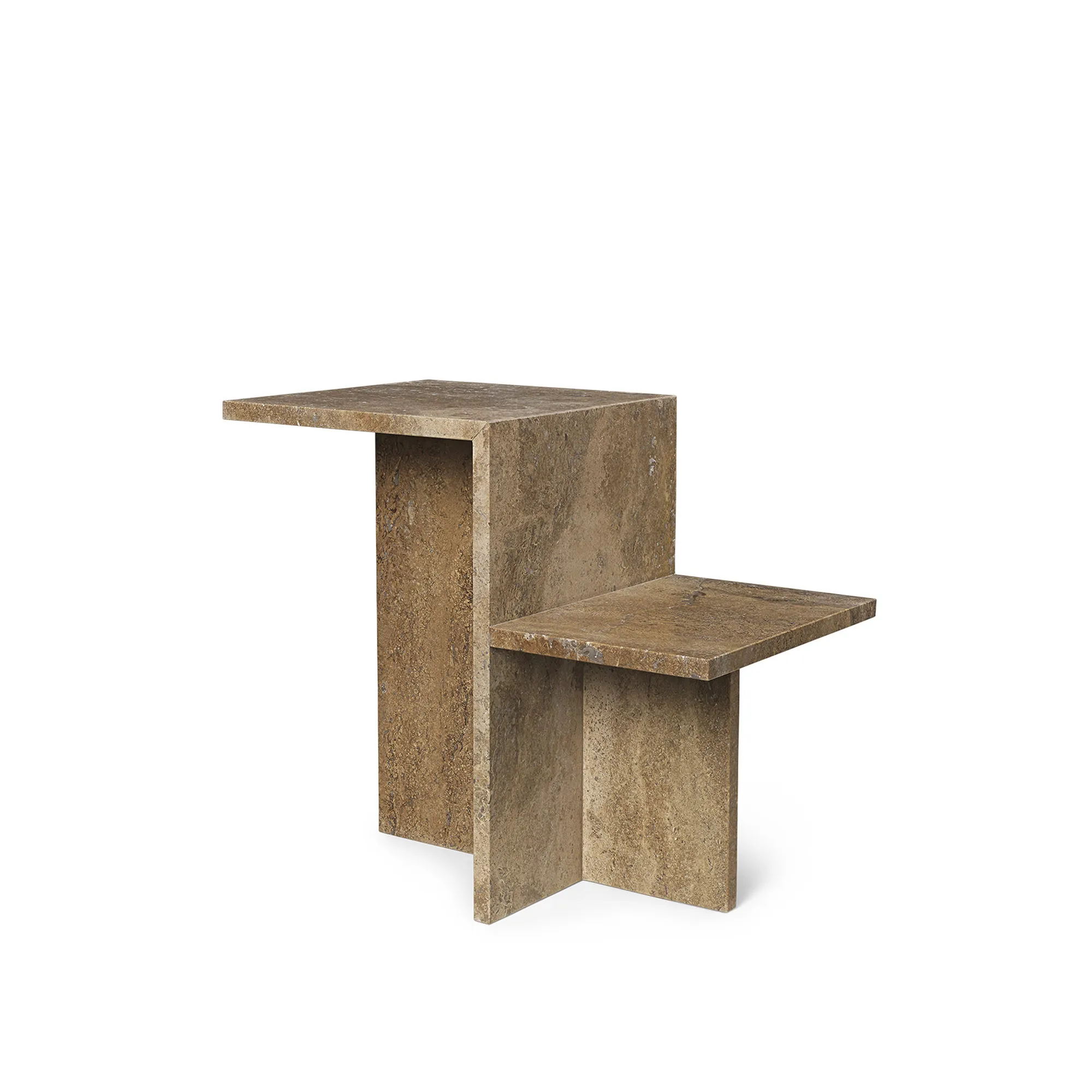 Distinct Side Table - Dark Brown Travertine - 1