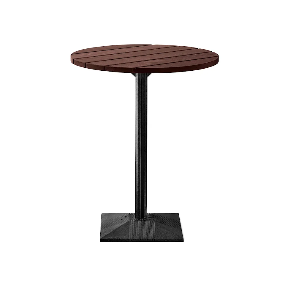 Table Lund - Small Foot Ø 60 Brown Lacquered Pine Wood/Black Lacquered Aluminium