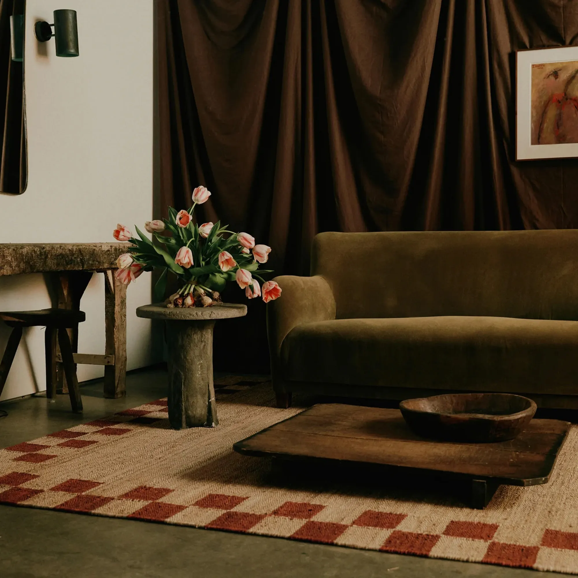 Jute Border Red Rug - 2