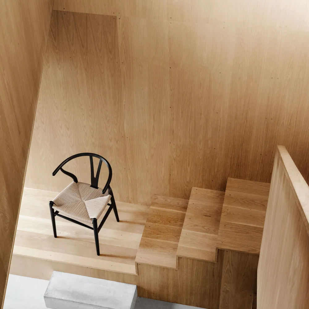 CH24 Y-tuoli pähkinäpuu/musta punottu paperinaru - 5