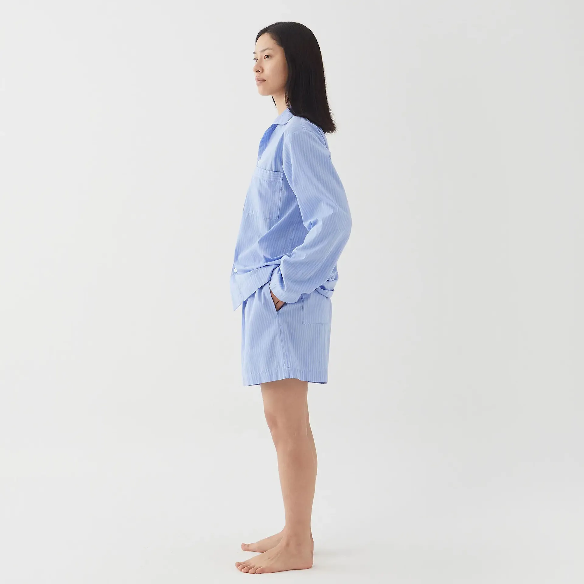 Poplin Pyjamas Shorts Blue Pin Stripes - TEKLA - NO GA