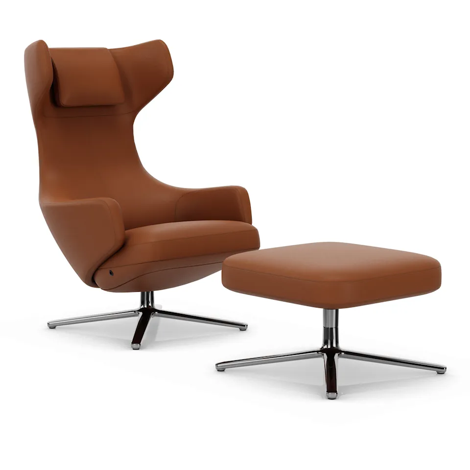 Grand Repos nojatuoli ja Repos Ottoman rahi Polished