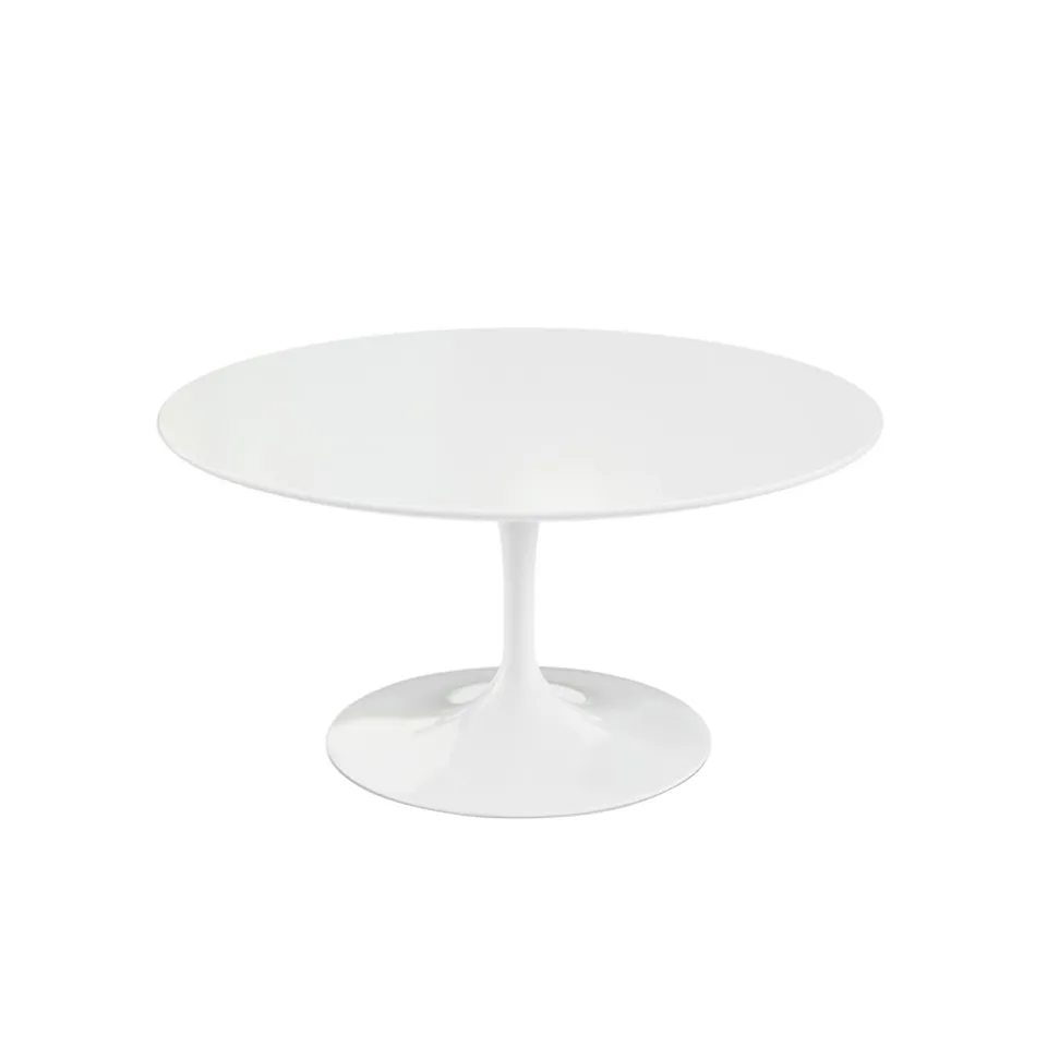 Saarinen Round Table - Coffee table, White frame, White laminate top, H: 39, Ø 91