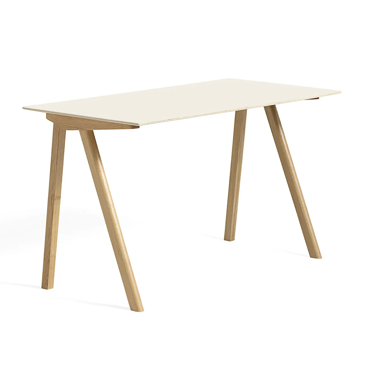 CPH90 2.0 Desk Lacquered Oak Frame L130 X W65 X H74  Green Linoleum Tabletop Lacquered Edge