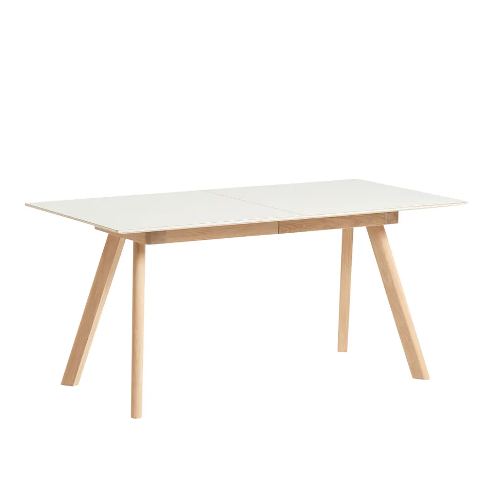 CPH30 2.0 Extendable Table Lacquered Oak Frame L160 X W80 X H74  Off-White Linoleum Tabletop Lacquered Edge