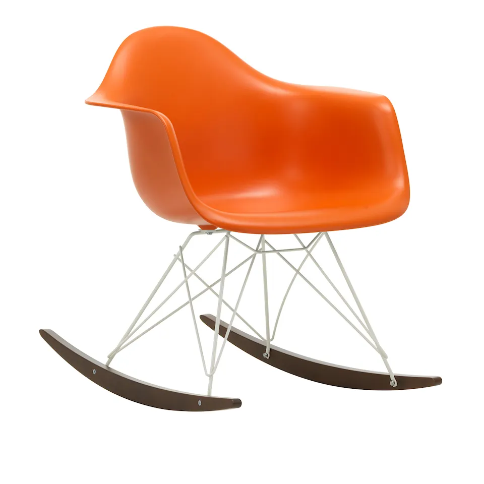 Eames RE Plastic Armchair RAR keinutuoli White/Dark Maple