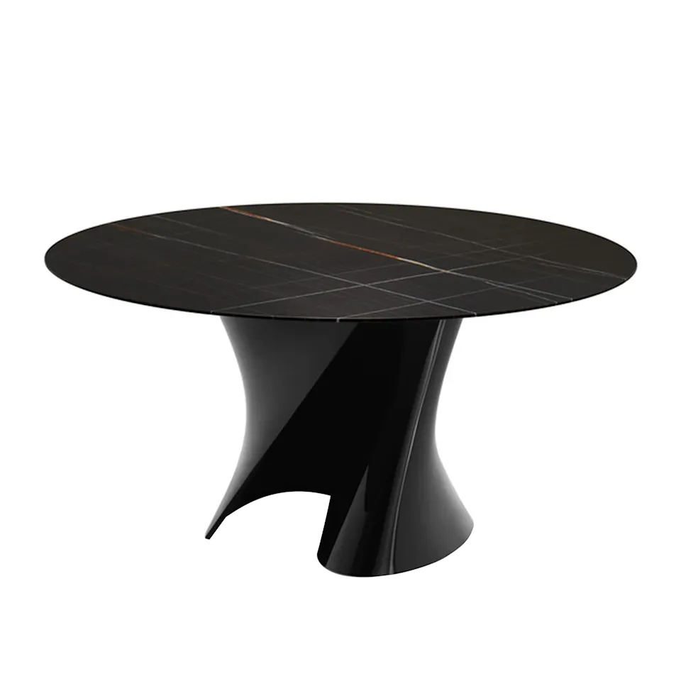 S Table Marble Top Ø140, Sahara Matt Black, Ceramilux Gloss Black frame