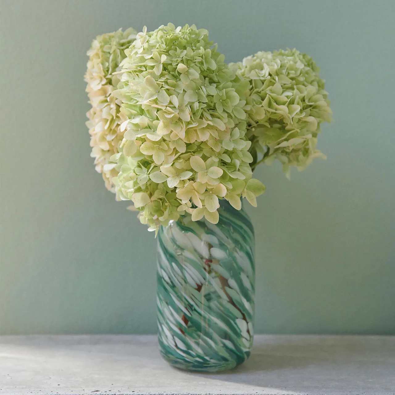 Splash Vase Roll Neck, Green Swirl