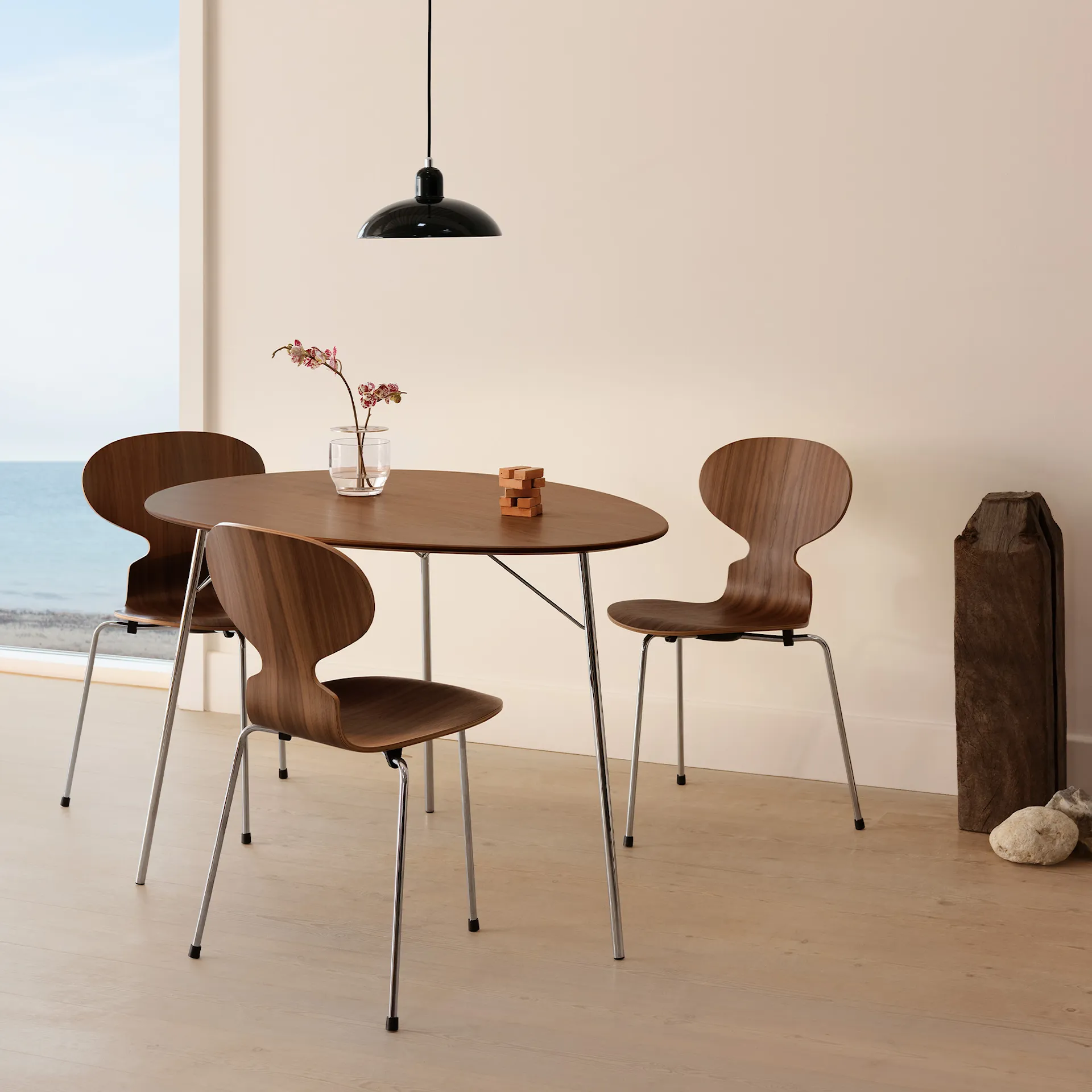 Ant 3100 colored ash veneer steel frame brown bronze - Fritz Hansen - Arne Jacobsen - NO GA