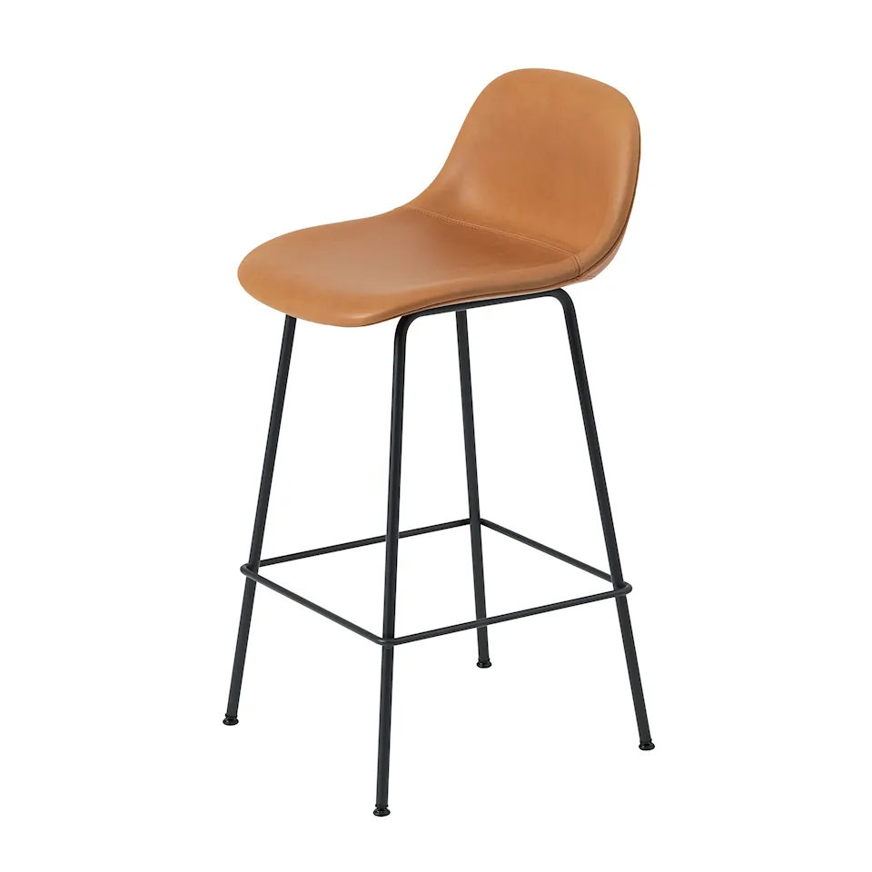 Fiber Bar Stool with Backrest - Tube Base