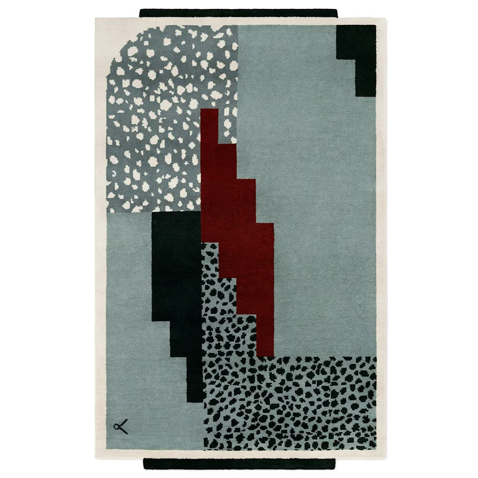 Art Deco 1 Blue Wool Rug