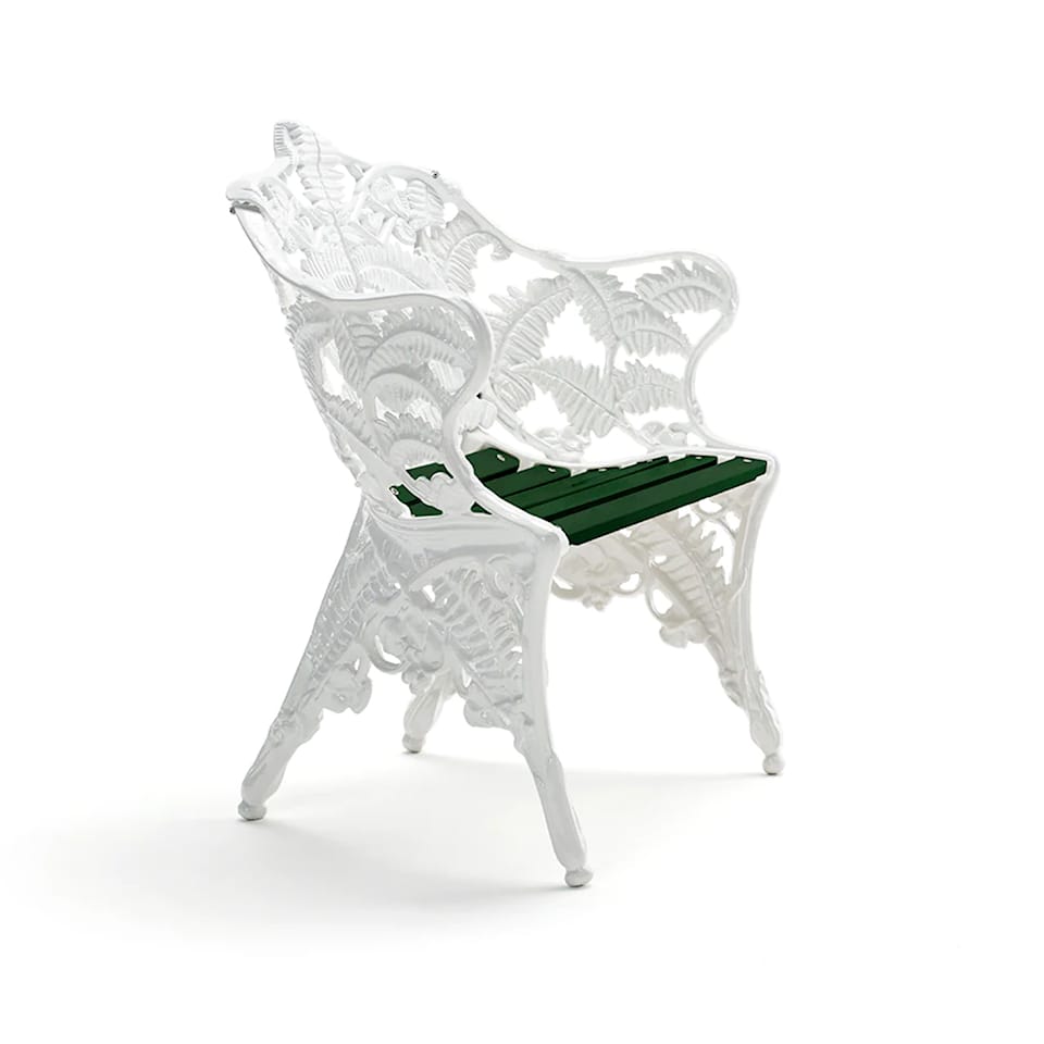 Classic Armchair Green Lacquered Pine Wood