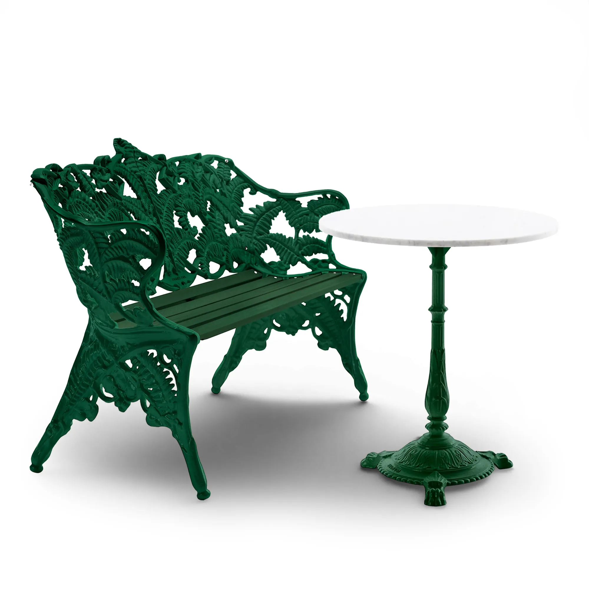 Classic sofa in green lacquered pine & Classic café table Ø65 cm - 1