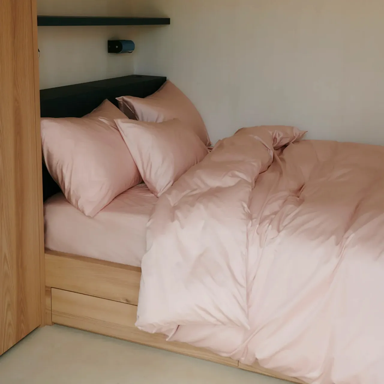 Shade fitted sheet satin dusty pink 90x200 cm