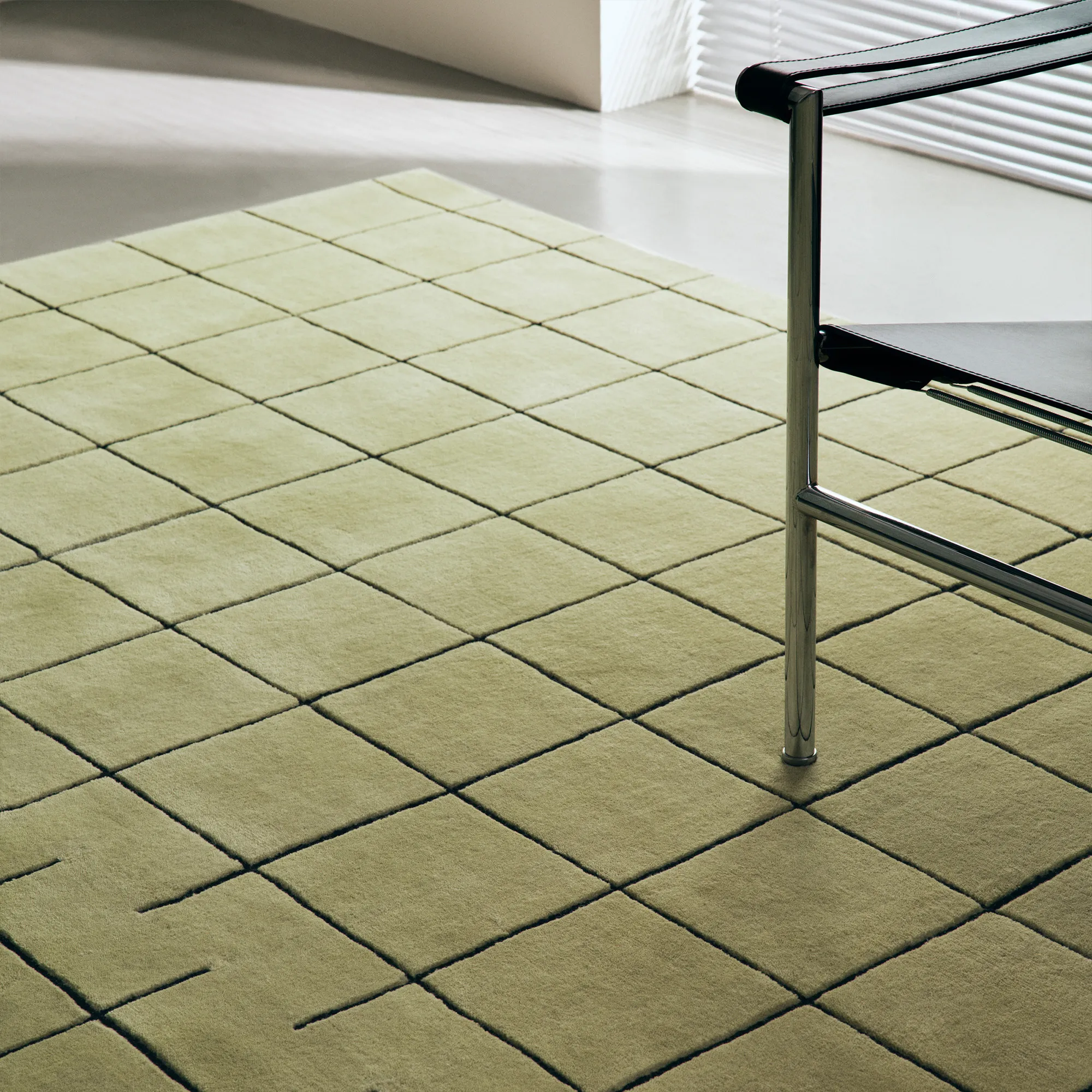 Grid Pistachio/Black Wool Rug - 5