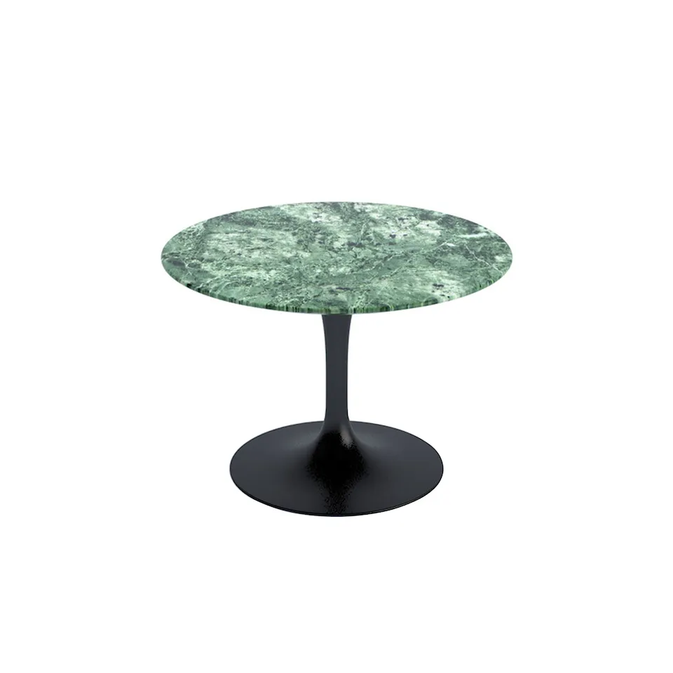 Saarinen Round Table - Coffee table, Black frame, matt green Alpi marble top, H: 36, Ø 51