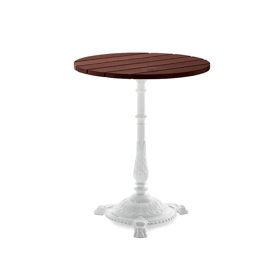 Table Classic Ø 60 Brown Lacquered Pine Wood/White Lacquered Aluminium