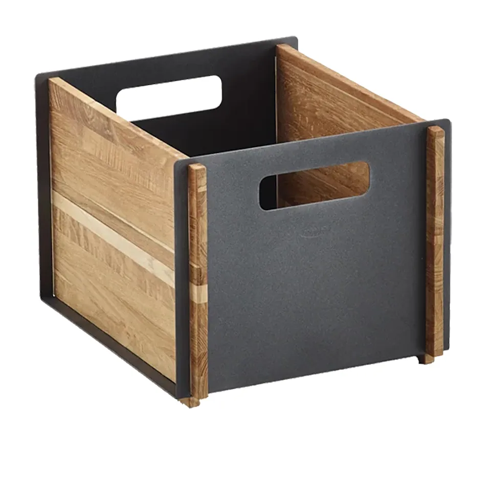 Box Storage box Teak - Lava Grey