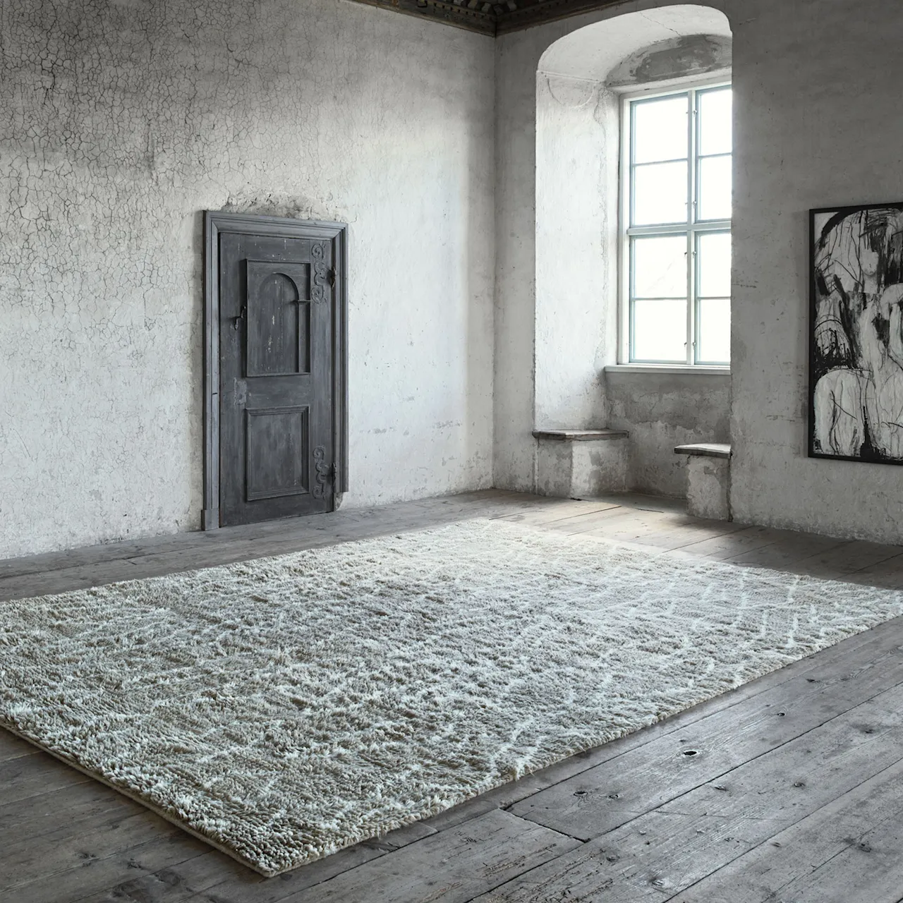 Shaggy Leo Grey Wool Rug