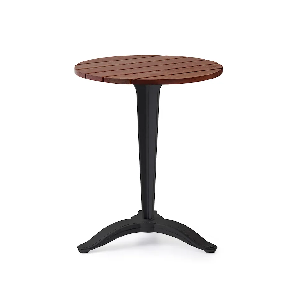 Table Calais - Big Foot Ø 60 Brown Lacquered Pine Wood/Black Lacquered Aluminium