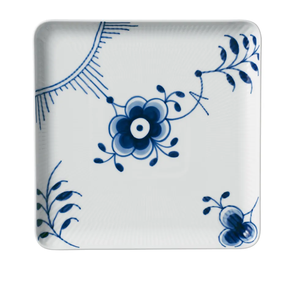 Blue Fluted Mega Square Plate 20 x 20 cm