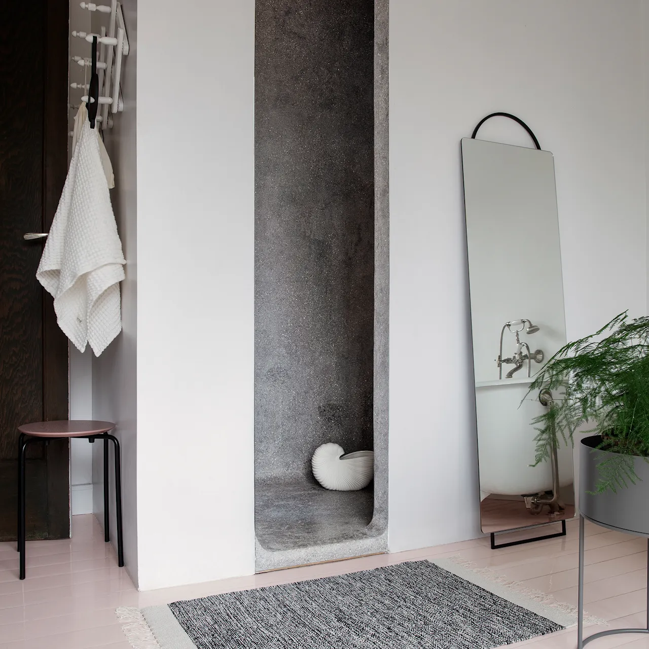 Adorn Black Floor Mirror