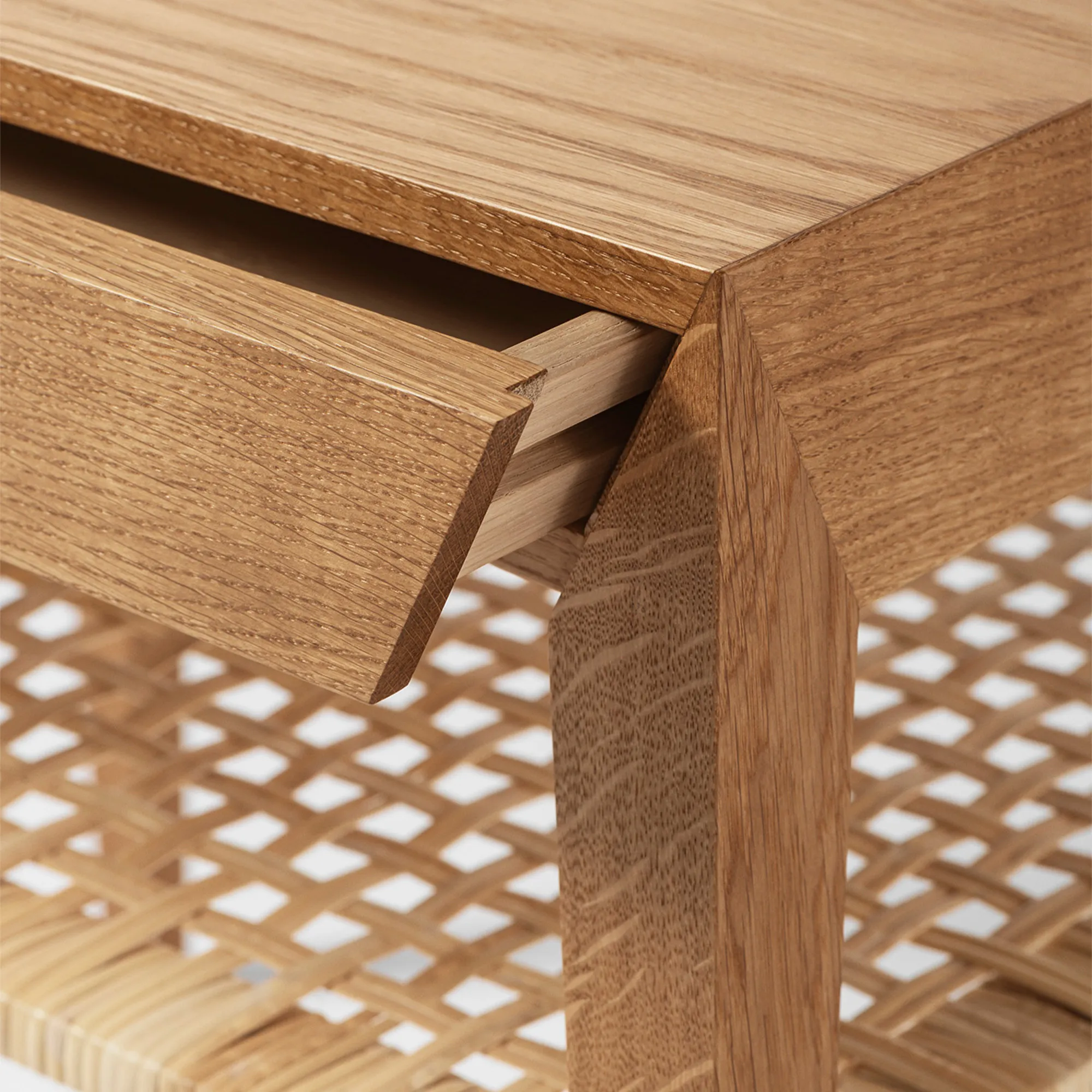Model 35 Bedside Table Rattan Shelf - 12