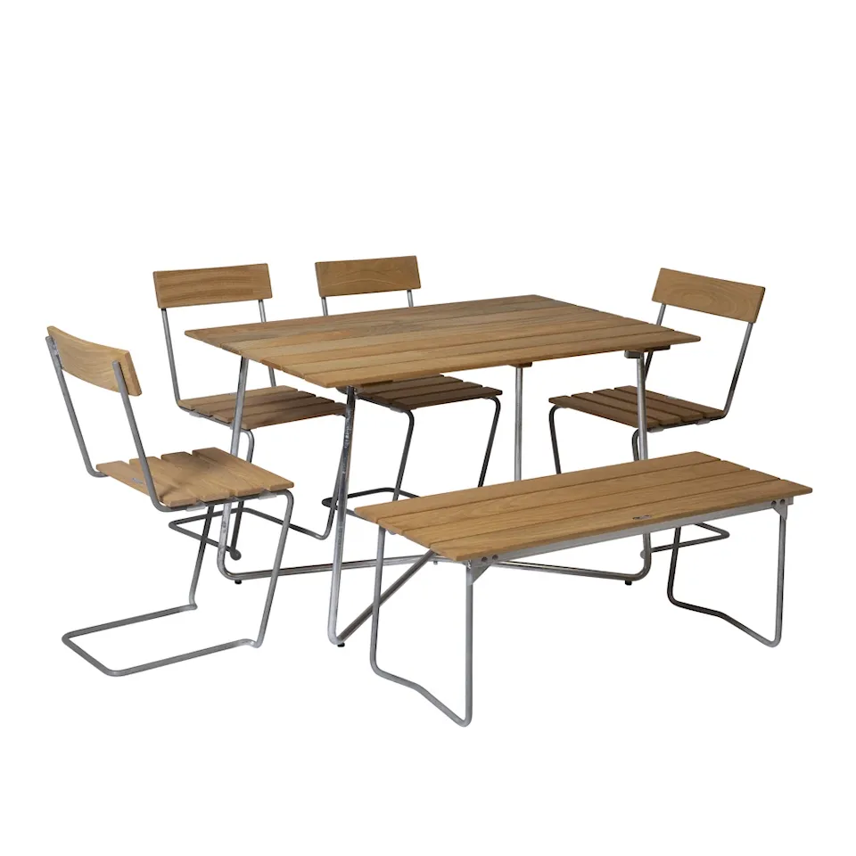 Klassisk serie spisegruppe B25A bord, bænk 8 & 4 stole 1