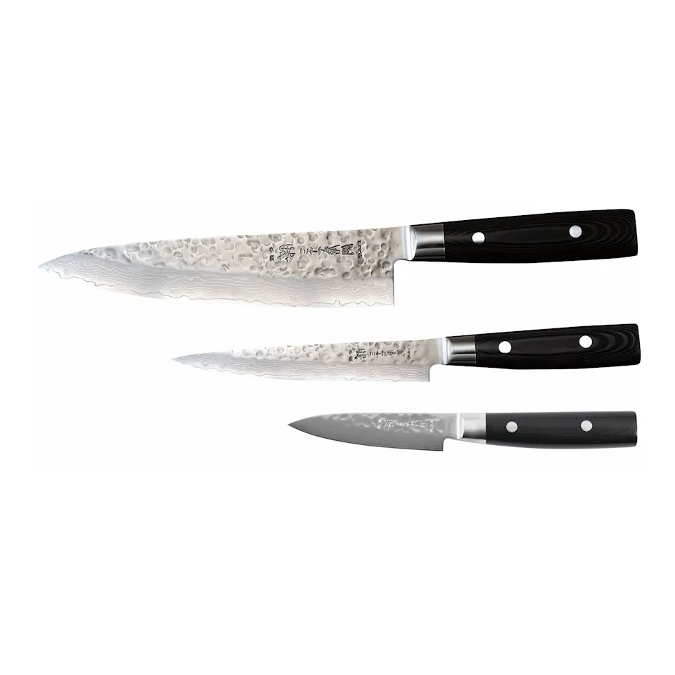 Yaxell Zen Sæt 3-delt Kokkekniv 20 cm, Utility Kniv 15 cm, Skrællekniv 10 cm