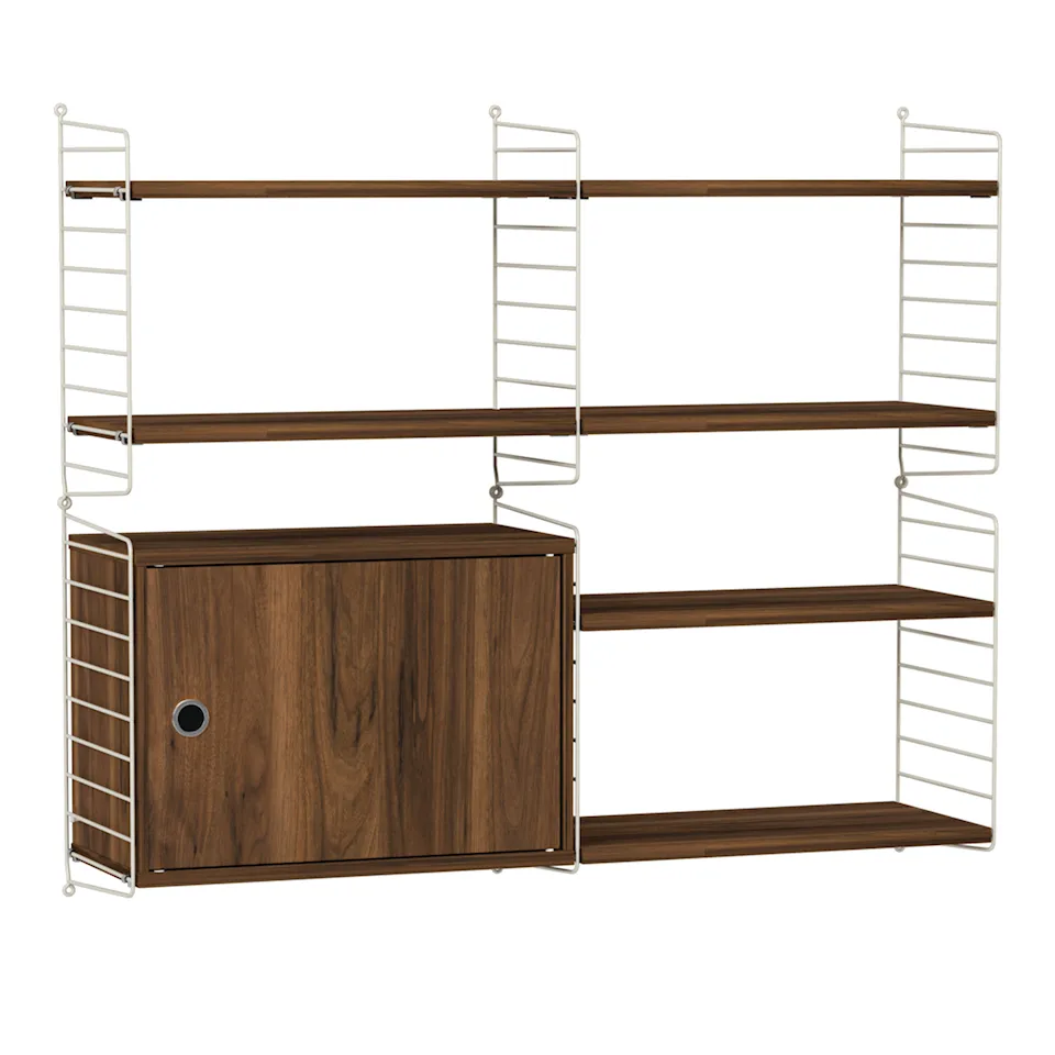 Living room shelving system R walnut/beige