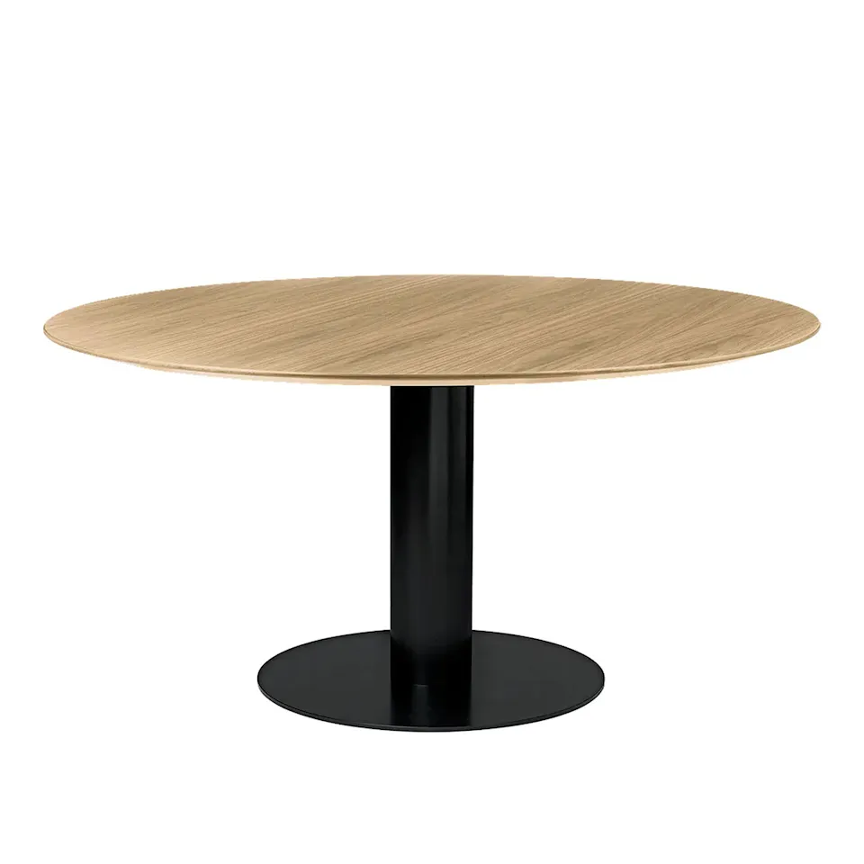 GUBI 2.0 Dining Table, Ø 150 cm, Top: Wood - Oak, Base: Black