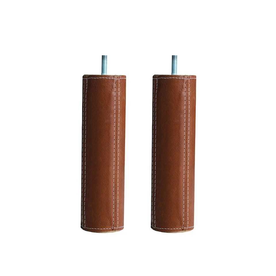DUX Bed legs Round Leather 2-pack