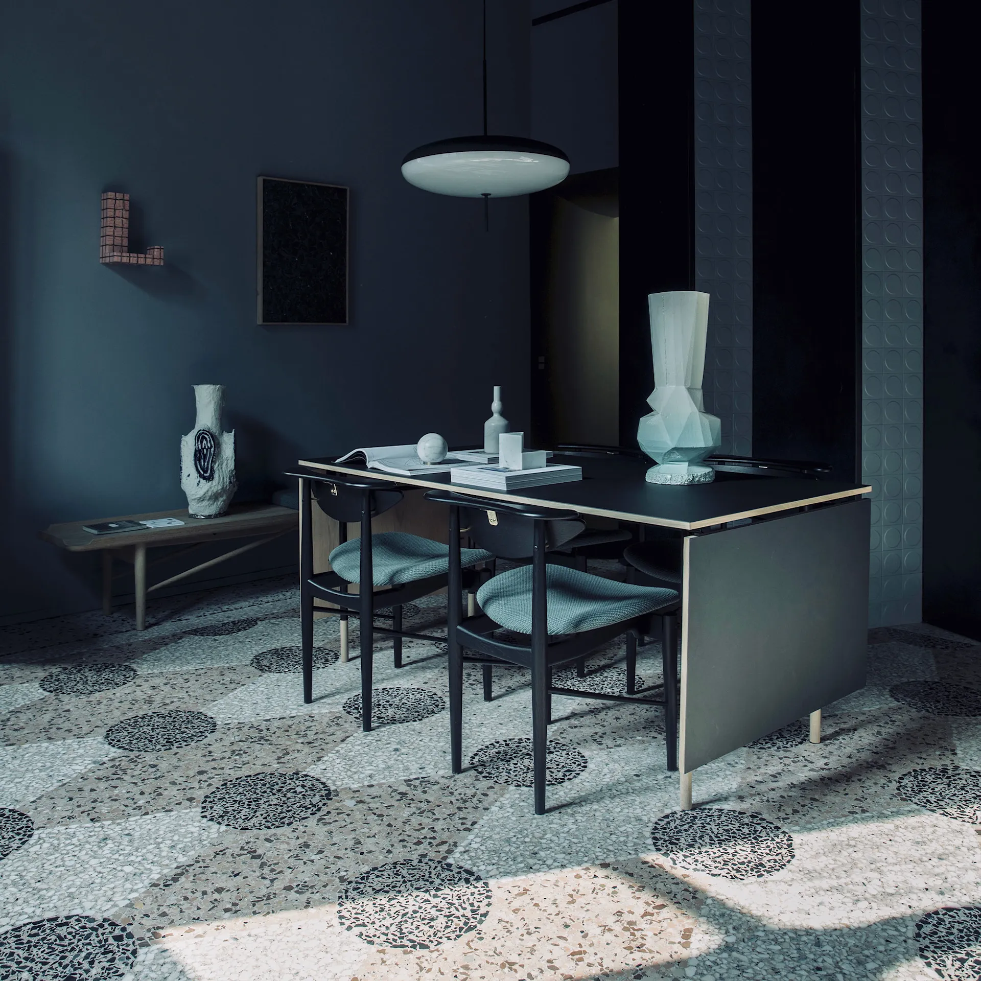 Nyhavn spisebord med klaffar Black Linoleum/Walnut - House of Finn Juhl - Finn Juhl - NO GA