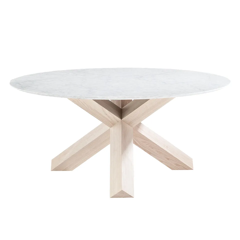 452 La Rotonda Table, Natural Ashwood , Carrara Marble Mat