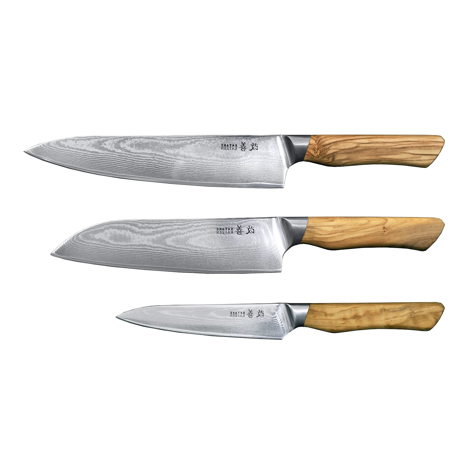 Kaizen Knife set 3 pcs - Gyuto, Santoku & Petty - Satake - NO GA