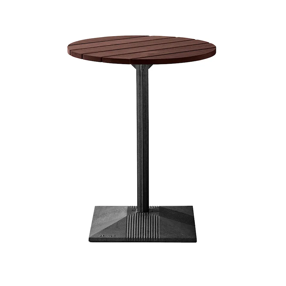 Table Lund - Big Foot Ø 60 Brown Lacquered Pine Wood/Black Lacquered Aluminium