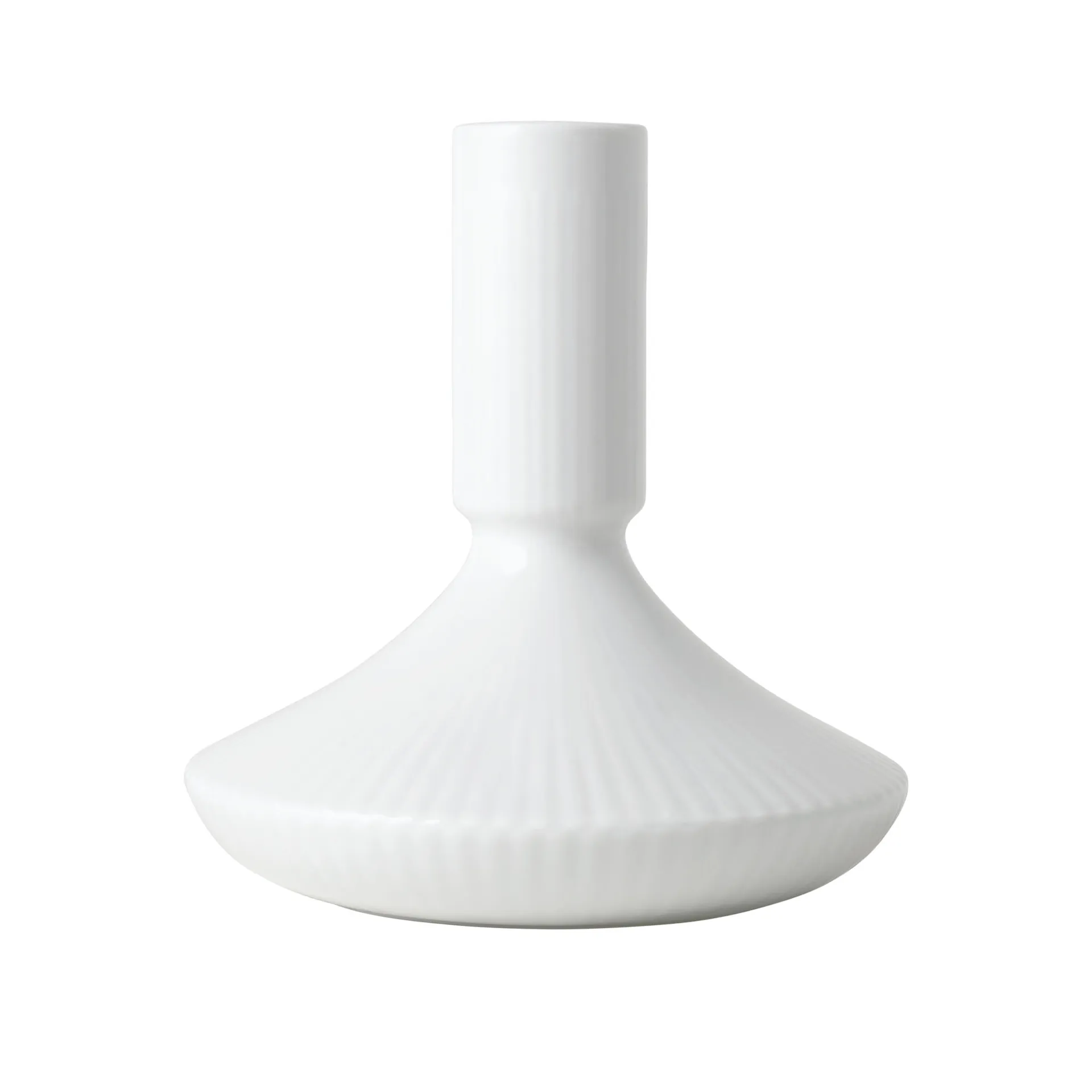 White Fluted Candle Holder 12 cm - Royal Copenhagen - NO GA