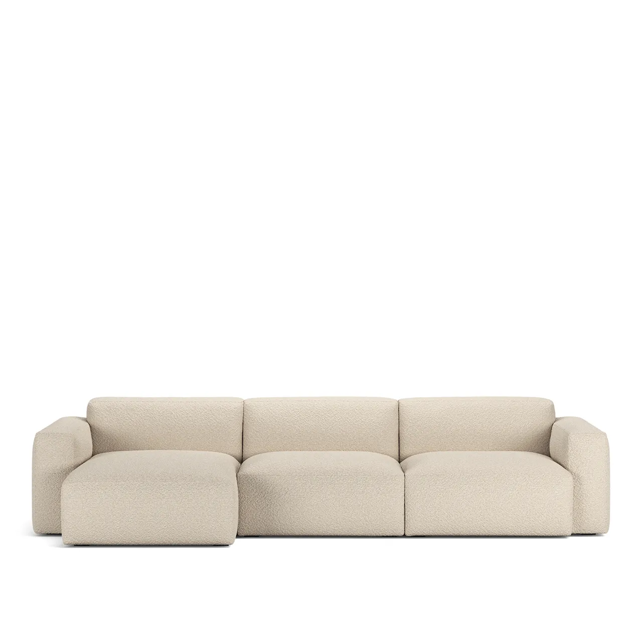 Brick 3-Seater Chaise Lounge Left Shadow Dark Brown Fixed Upholstery