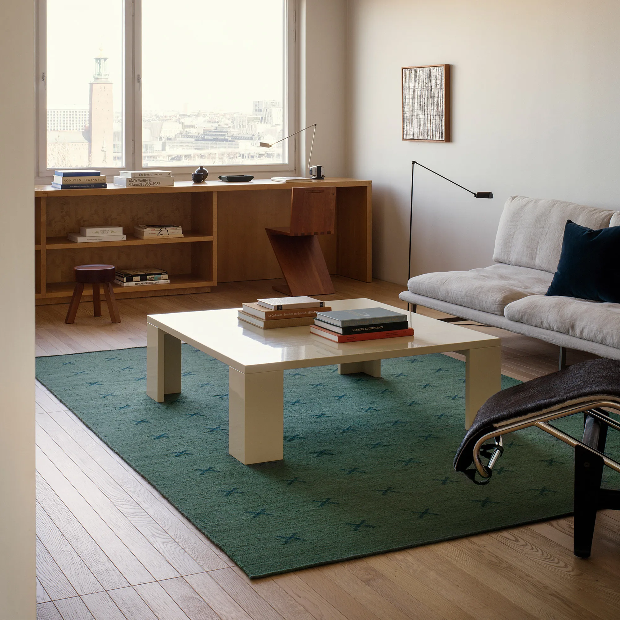 Cross Green/Deep Teal wool rug - 5