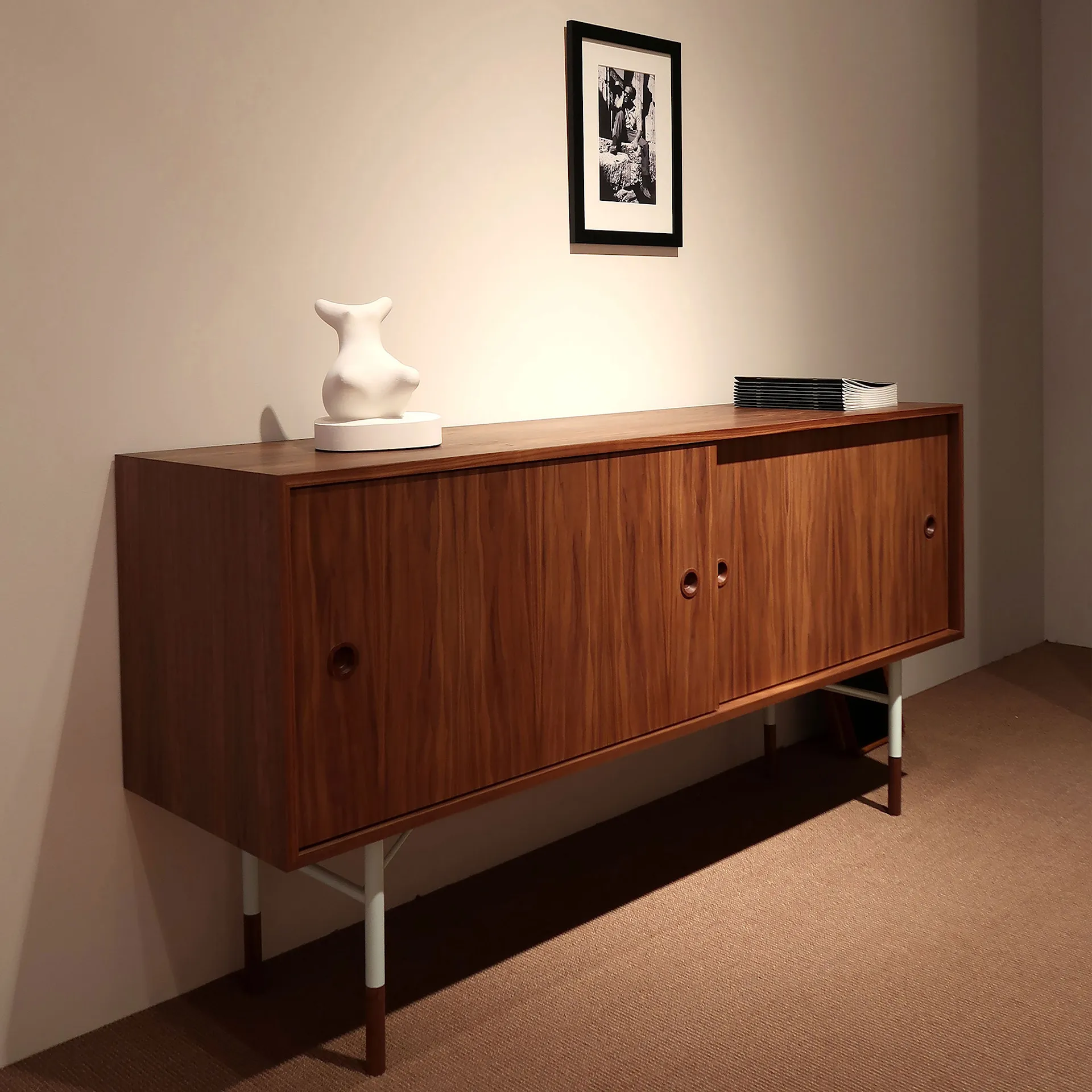 Sideboard Without Tray Unit, Oak Veneer, Black Steel - House of Finn Juhl - Finn Juhl - NO GA