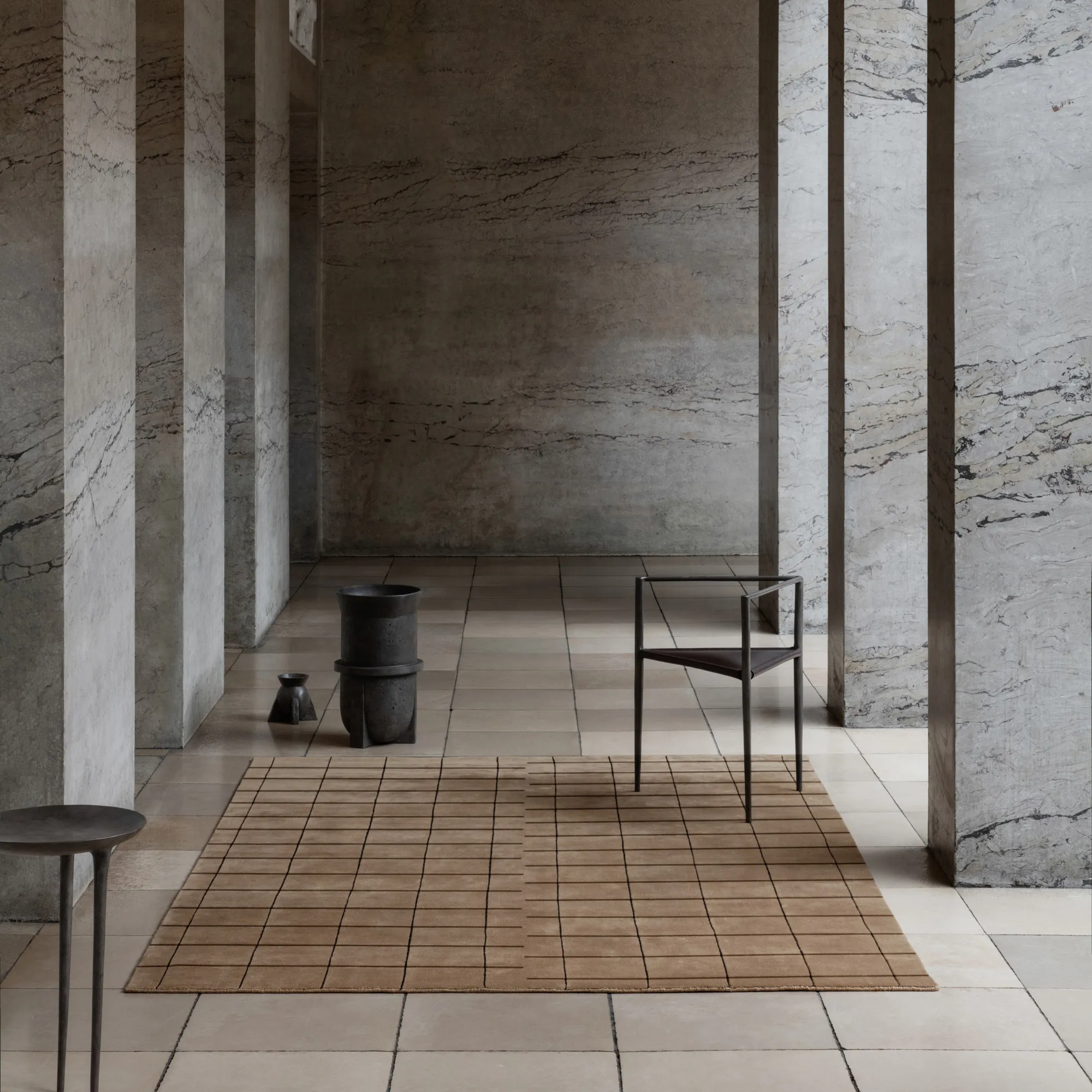 Grid Chestnut/Black Wool Rug - 5